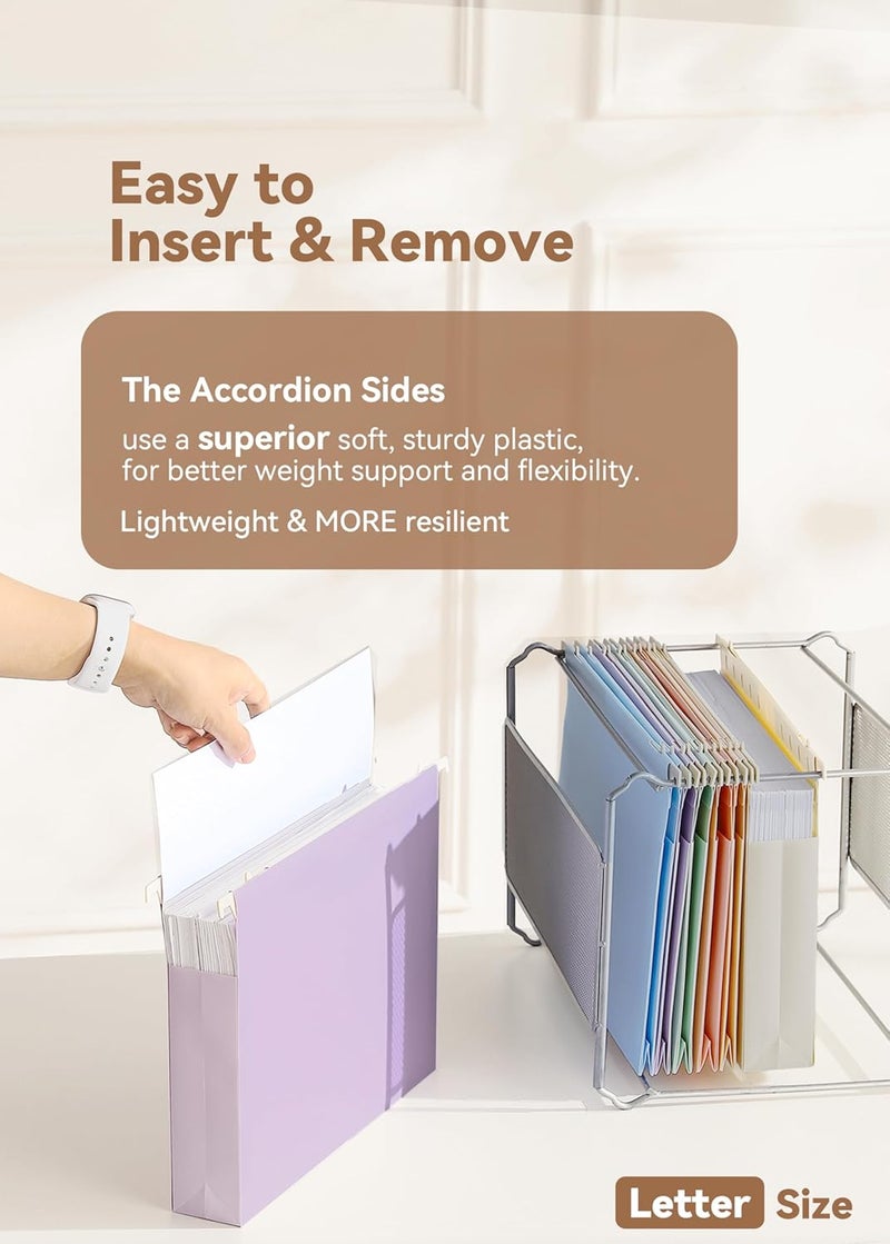 SortRax Plastic Extra Capacity Hanging File Folders, 2" Pastel Expanding Pocket, Heavy Duty for Filing Cabinet, Insertable 1/5-Cut Tabs, Letter Size - 12 Pack - Image 3